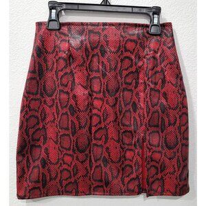 Windsor Red & Black Snake Print Mini Party Skirt with Slit Size S